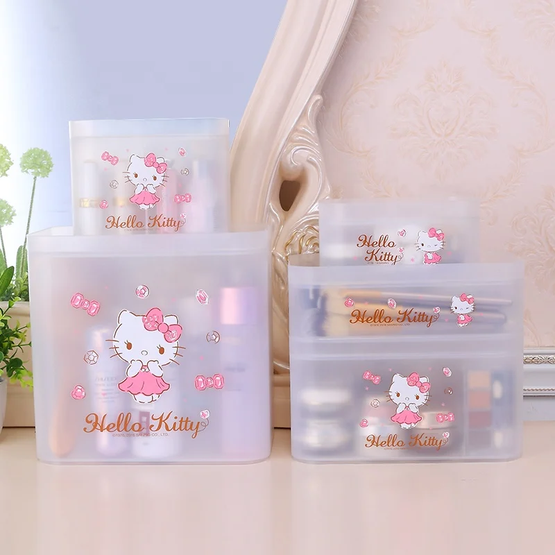 Hello Kitty practical desktop stackable PP cosmetic skin care cream storage box multipurpose portable plastic makeup organizer