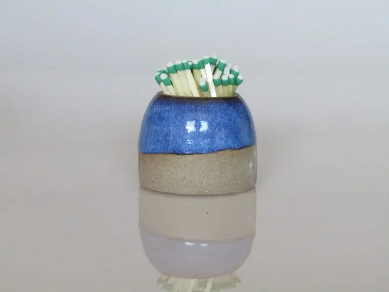 ceramic holder for match Blue Ceramic Matchstick Holder   Ceramic Matchstick Strike for  home