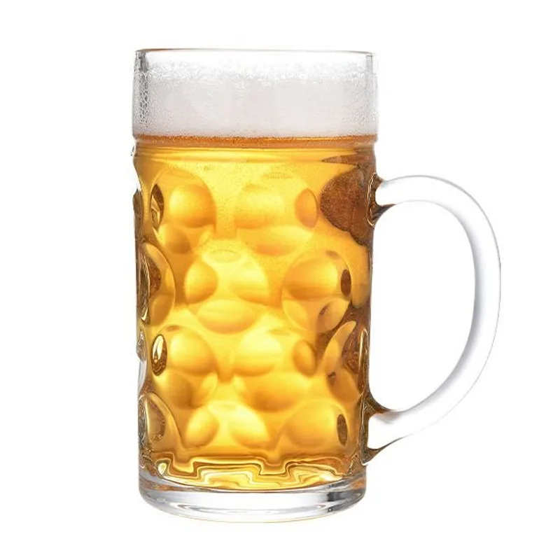 Large Capacity Thickened Beer Glass with Creative Net Red Fine for Home Brewing Bar KTV Draft Beer Cup for Beer Enthusiasts