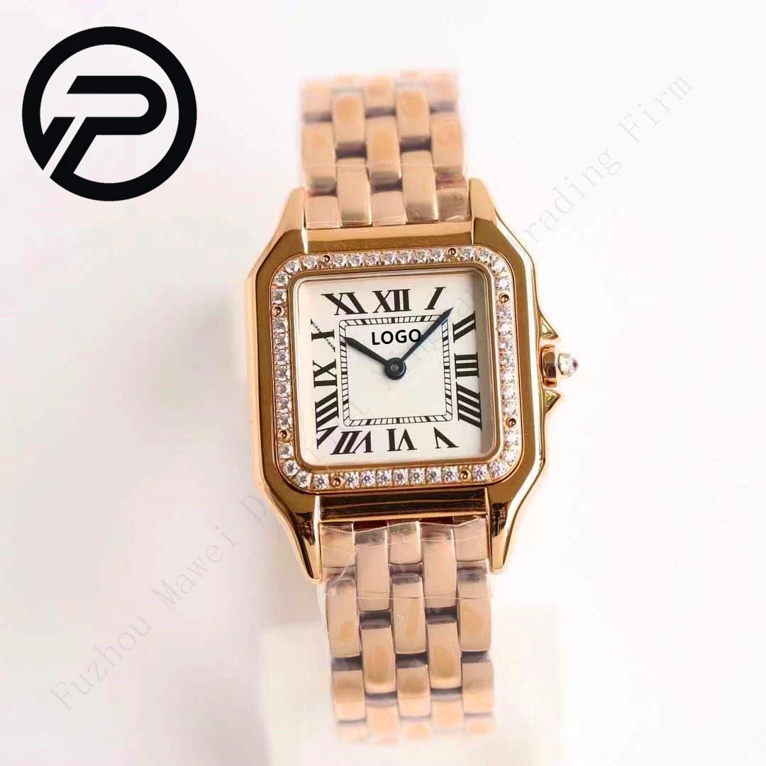 Luxury quality 27mm ETA quartz movement bezel with diamonds waterproof luminous KK ladies watch