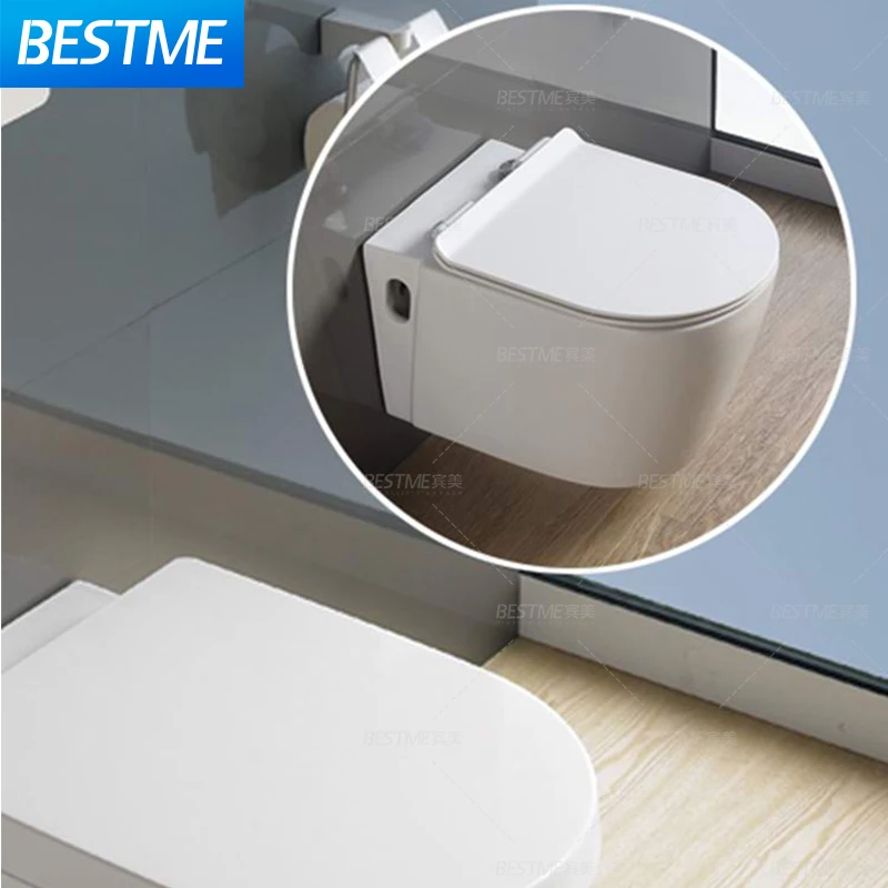 European Bathroom White color Round shape Luxury Ceramic Wall Mounted Toilets Modern Wall Hung Toilet WC Comode Toilet