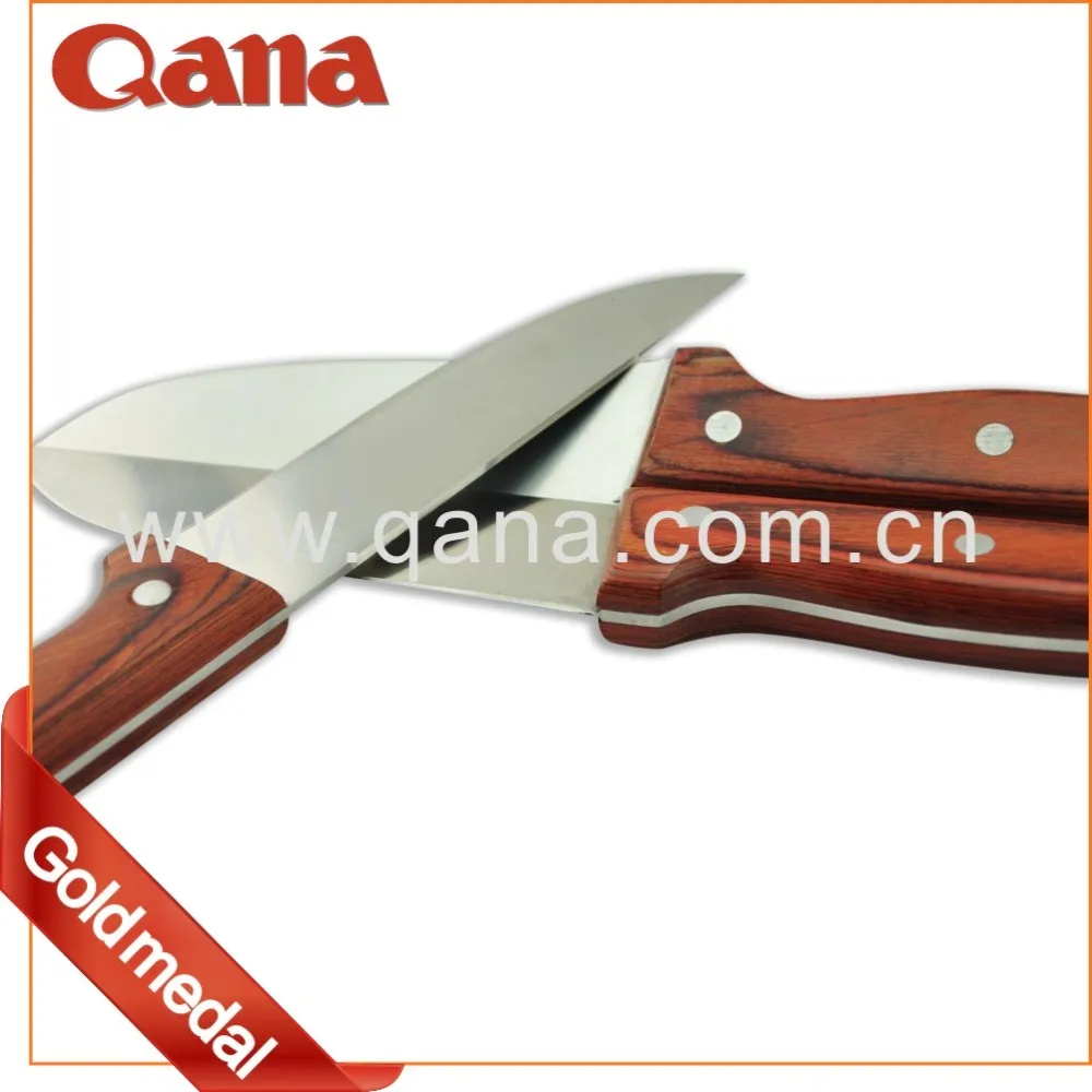 QANA Factory Wholesale OEM stainless steel kitchen knives set with wood block damascus knife cheese butter fruit meat knife