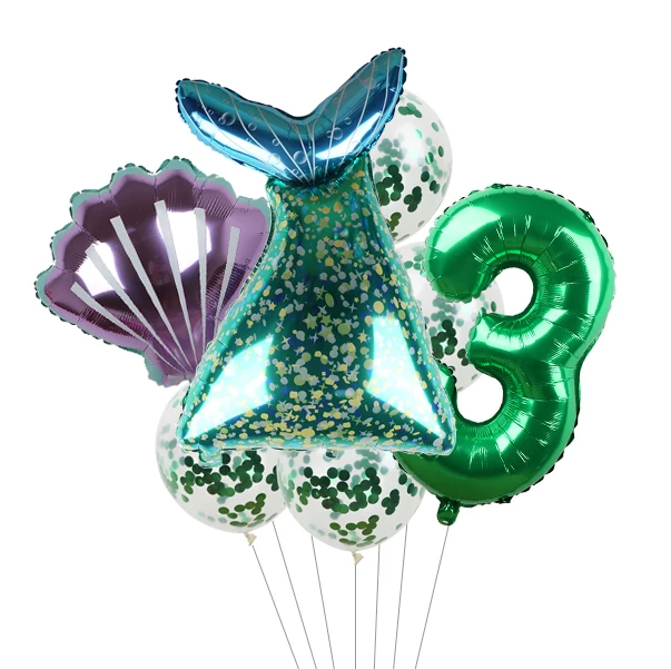 Mermaid Gradient Color Party Balloons 32 inch Number Birthday Children Decor