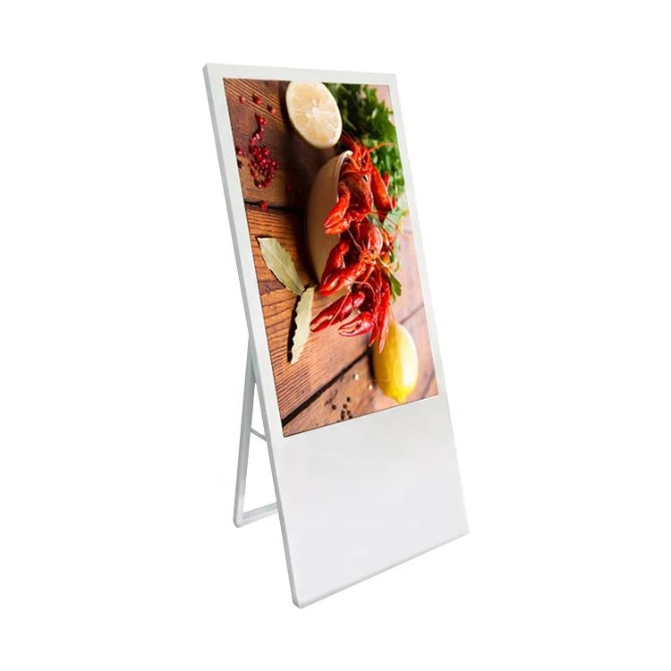 55inch Floor Stand Portable Advertising Player Indoor Moveable LCD Welcome Display Smart Touch Screen Foldable Monitor
