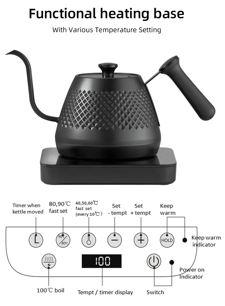 Akimita temperature control smart kettle digital coffee kettle electric boiler kettle for sale
