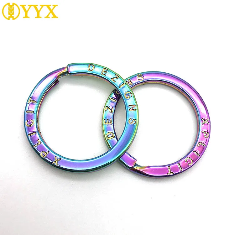 Colorful Flat Key Chain Ring Custom Logo Metal Split Ring For Keychain