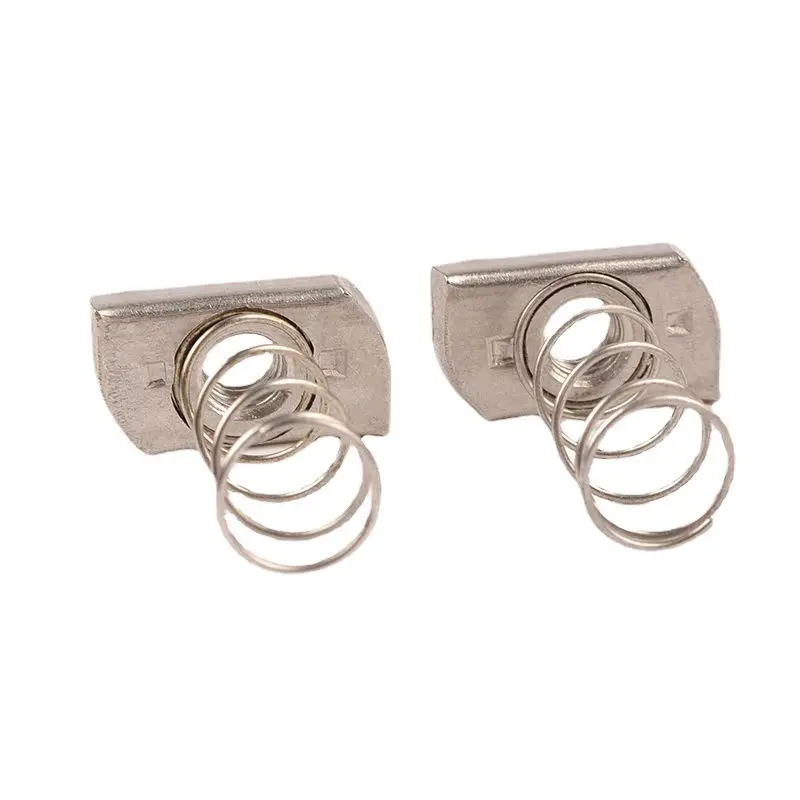 Customized High Quality Stainless Steel 304 316 316L Channel Spring Nut M6 M8 M10 Spring Slot Nut Square Nut with Spring