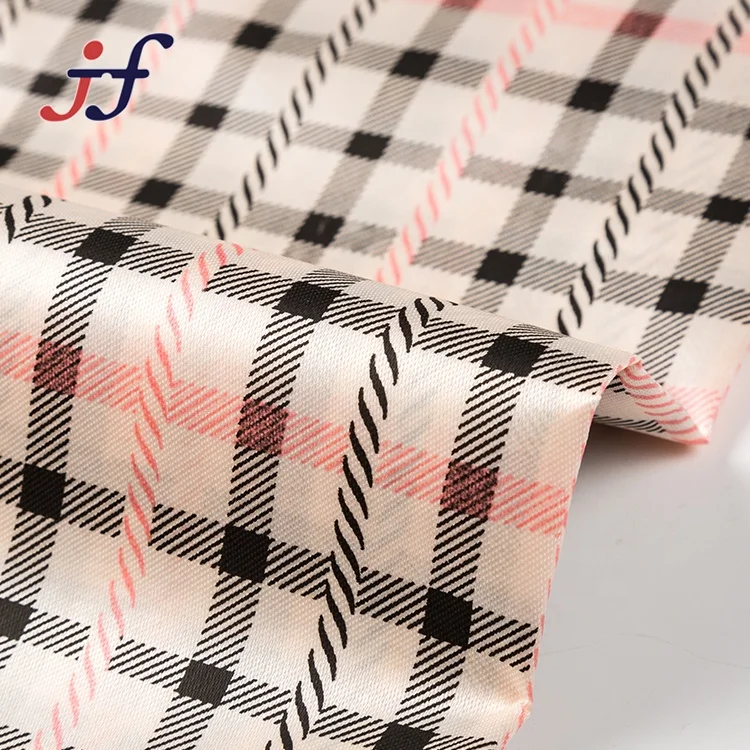 Wholesale 68GSM PA Coated Thick Stretch Lattice Polyester Satin Fabric for Bag Lining