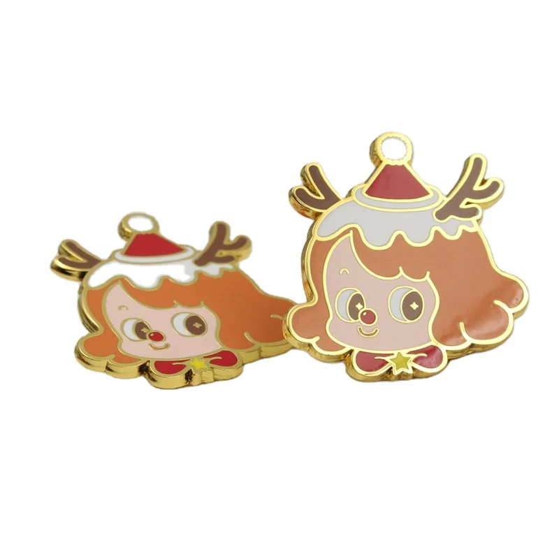 Custom christmas gold cute hard enamel pin badge manufacturer for cute girls