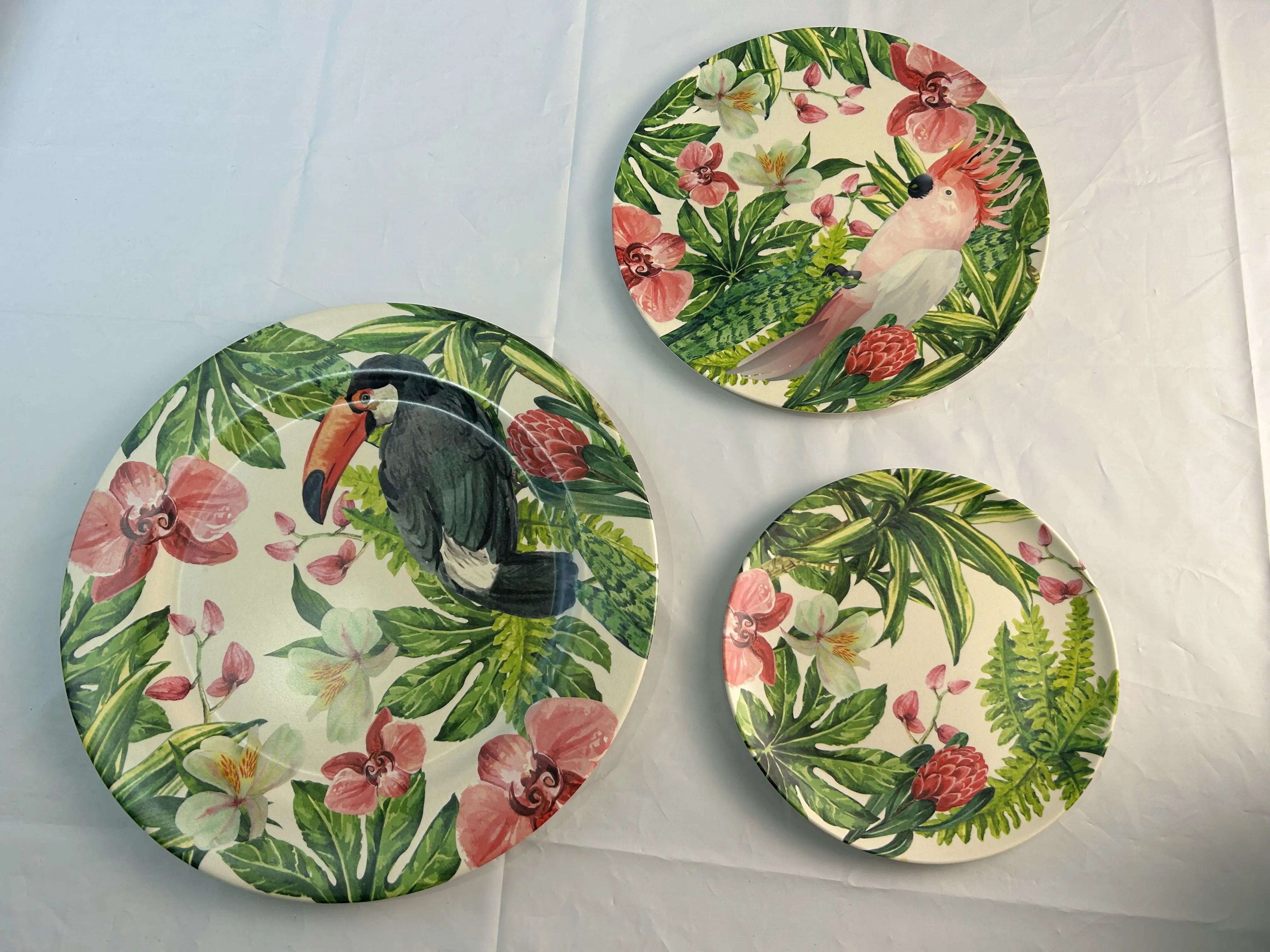 High Quality Bamboo Fiber Dinner Plates Nordic Ins Design Style Sustainable Classic Print Home Party