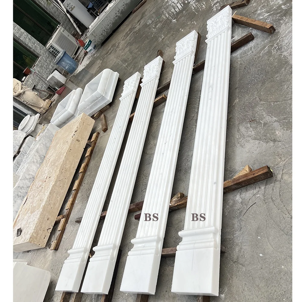 european style stone white marble round roman pillar column head designs