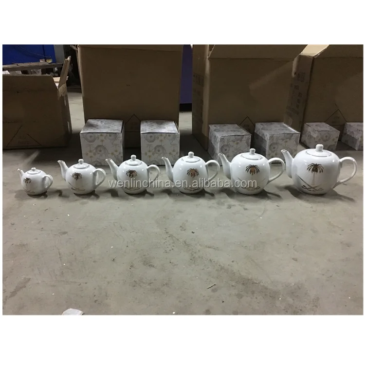 Chaozhou factory Arabic Saudi Middle-East Dubai 600cc 900cc 1200cc 1600cc ceramic porcelain teapot  set coffee teapot