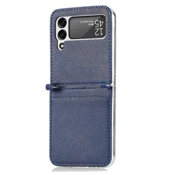 2 In 1 Card Holder Slot PU Leather Phone Case For Samsung Galaxy Z Flip 4 3 Case Shockproof Foldable Cellphone Protective Cover