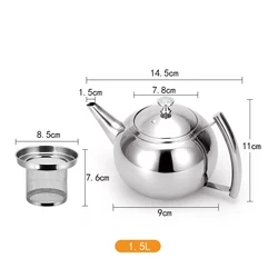 Stainless Steel Teapot With Infuser Filter Coffee Kettle Green Oolong Tea Jug
