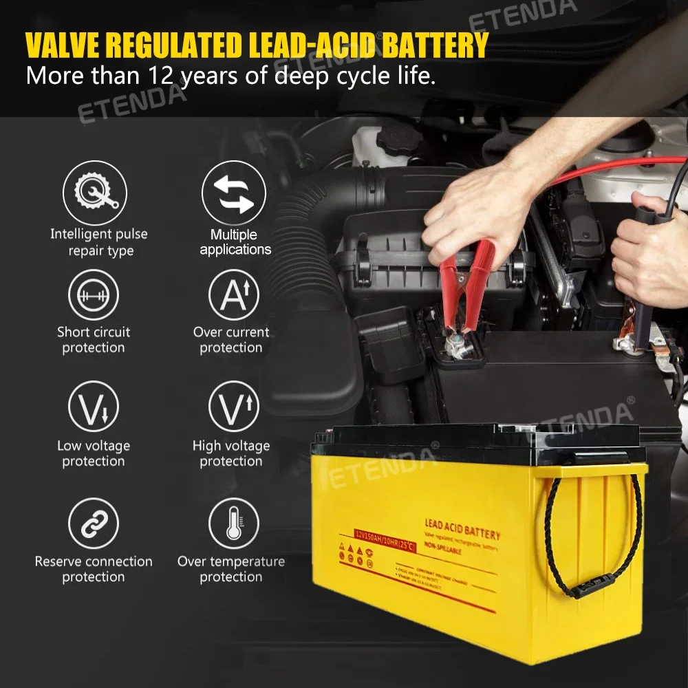 Lead Solar Inverter Battery Factory Wholesale Deep Cycle 12 Volt 20ah 42ah 100ah 200ah Lead Acid Battery Most Home Appliances