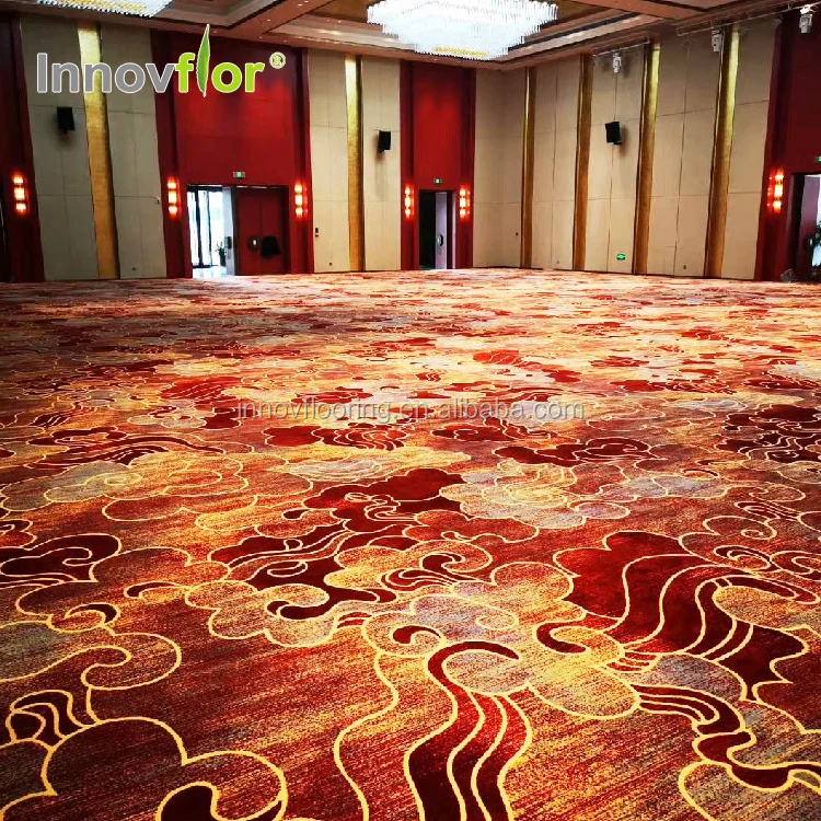 Изготовленный На Заказ коридор плотная аксминстерский ковер столовая Broadloom красный корридора отеля красный огнеупорные Печатный ковёр для отеля