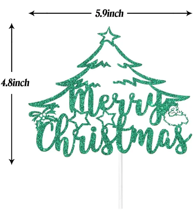 Christmas Tree Snowflake Snowman Cane Candy Santa Claus Sledge Cake Toppers Cupcake Toppers for Merry Christmas Party Supplies