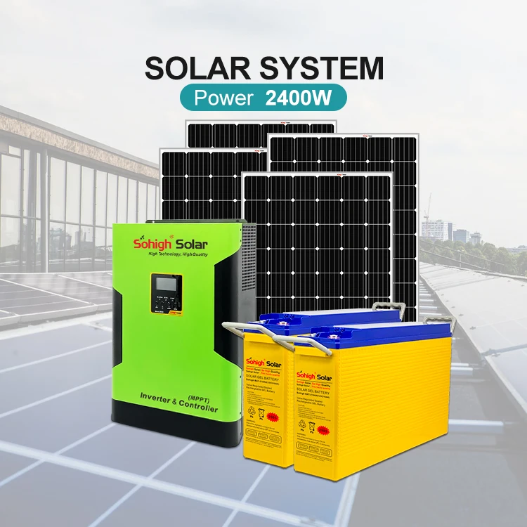 Система электропитания для домашнего использования 2400 Вт pv полный комплект установки вне сетки на крыше солнечных батарей 3000 с батареей и панелью