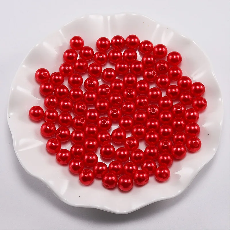 10mm ABS With Hole Venetian Pearl  Multi Color Plastic Round Loose Beads For DIY Garment Jewelry Accessories