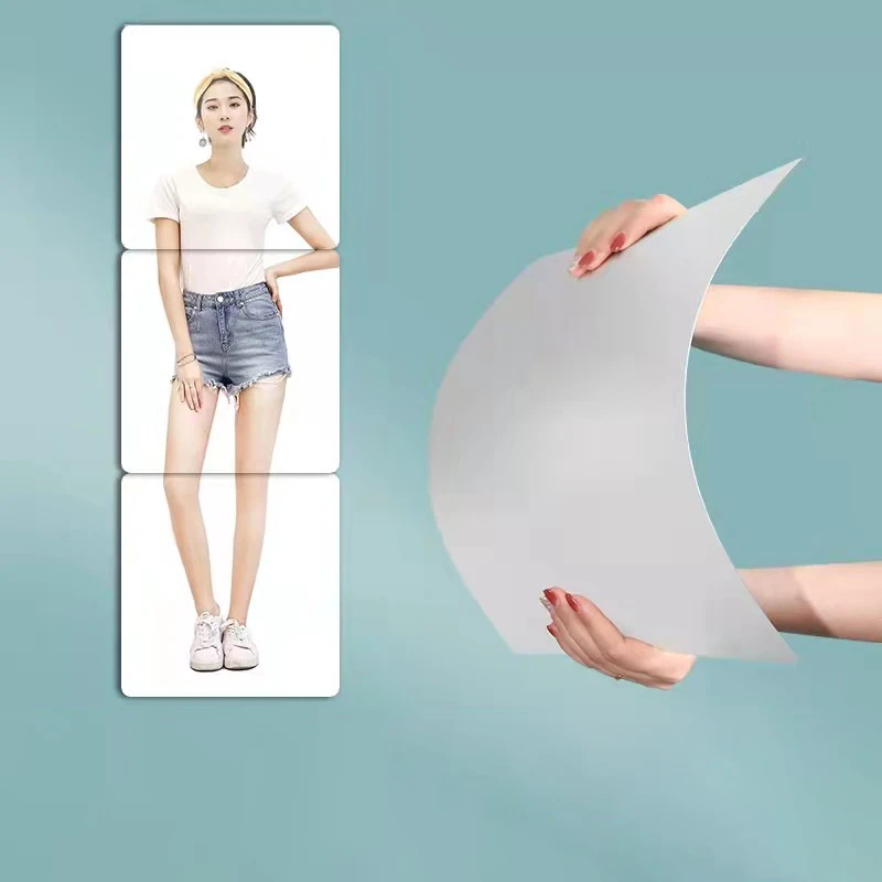 Custom Full Length Rectangular Bathroom Mirror Tiles Home Gym Door Wall Mounted Promotional HD Reflective Decorative Stickers