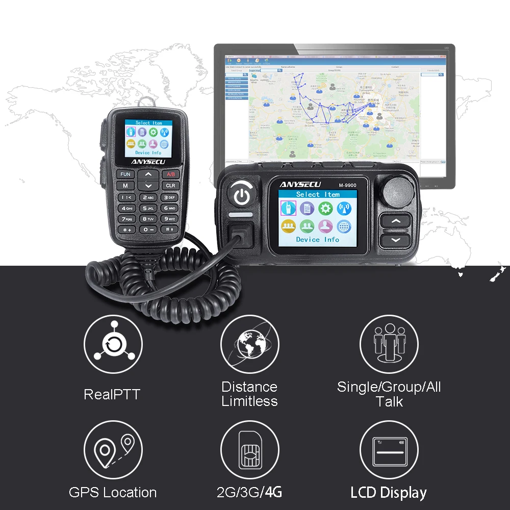 Anysecu M-9900 Walkie Talkie Long Range With GPS Function Ham Radio Network 2 SIM Card