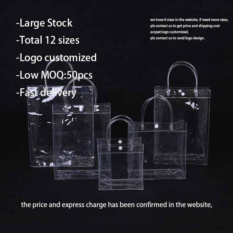 2021 fashionable style clear transparent pvc beach handle tote bag for shopping gift promotional with handles and Hasp