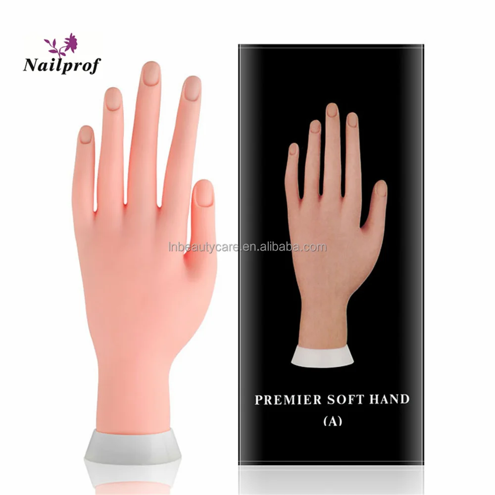 Factory price! Nailprof. Wholesale Mannequin Practice Hand For Acrylic Nails Flexible Soft Plastic Training Nail Art Practice Hand