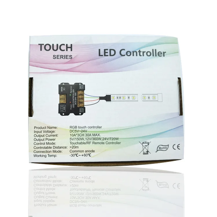 Weicao 6Key RF RGB Touch Controller 30A LED Wireless Dimmer Remote PWM 10A/CH Neon Color Strip Light