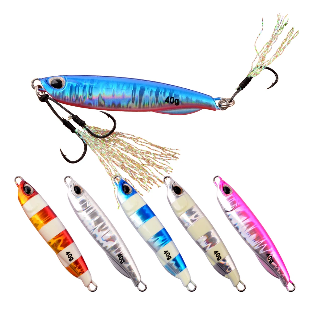 10G-50G Bait Jig Metal Hard Fishing Lure With Treble  Hook Fast Jigging Fishing Lure