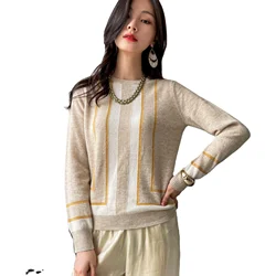 Vertical Stripes Knit Cashmere Sweaters Casual Wholesale Sweater Women Trendy Sweater Winter