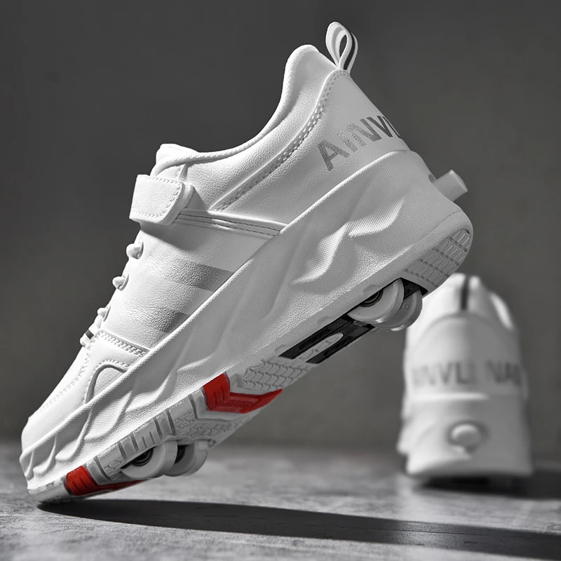 Kick Out Roller Shoes Skate Shoes For Kids Retractable Sneakers With 4 Wheels Wholesale