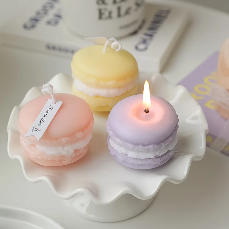 Home Decor Creative Cute Simulated Desserts Food Shaped Macaroon Scented Candle for Party Decor