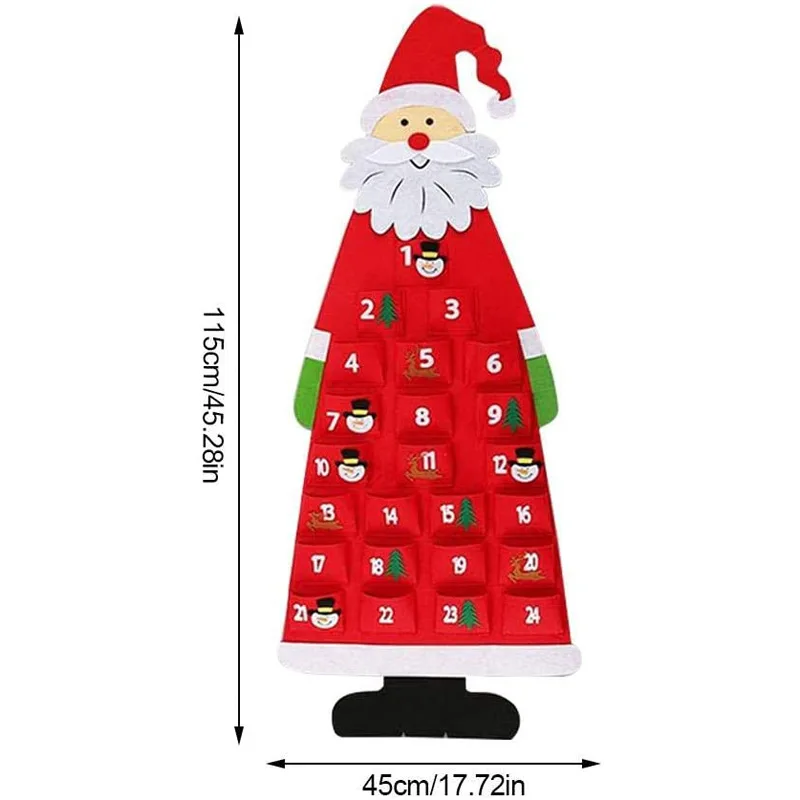 115*45cm Xmas Children DIY Felt Christmas Calendar Felt Snowman Christmas Advent Calendar