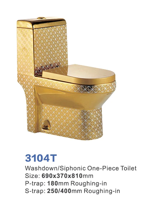 China factory Modern Golden Sanitary Wares Wc One Pieces Gold Plating Toilet for sanitary ware