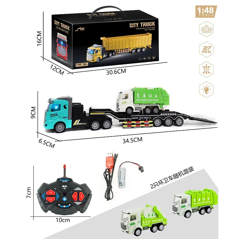 New Factory Wholesale Radio Control Toys car with battery 27MHZ 1:48 4CH RC Trucks Carrier Remote Control Truck and Trailer