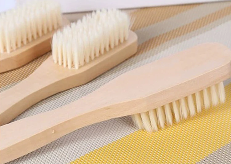Wood Handle Shoe Cleaning Brush Natural Soft Bristle Hair Shoes Cleaner Long Bamboo Polishing Brushes Mini Washing Shoe Brush
