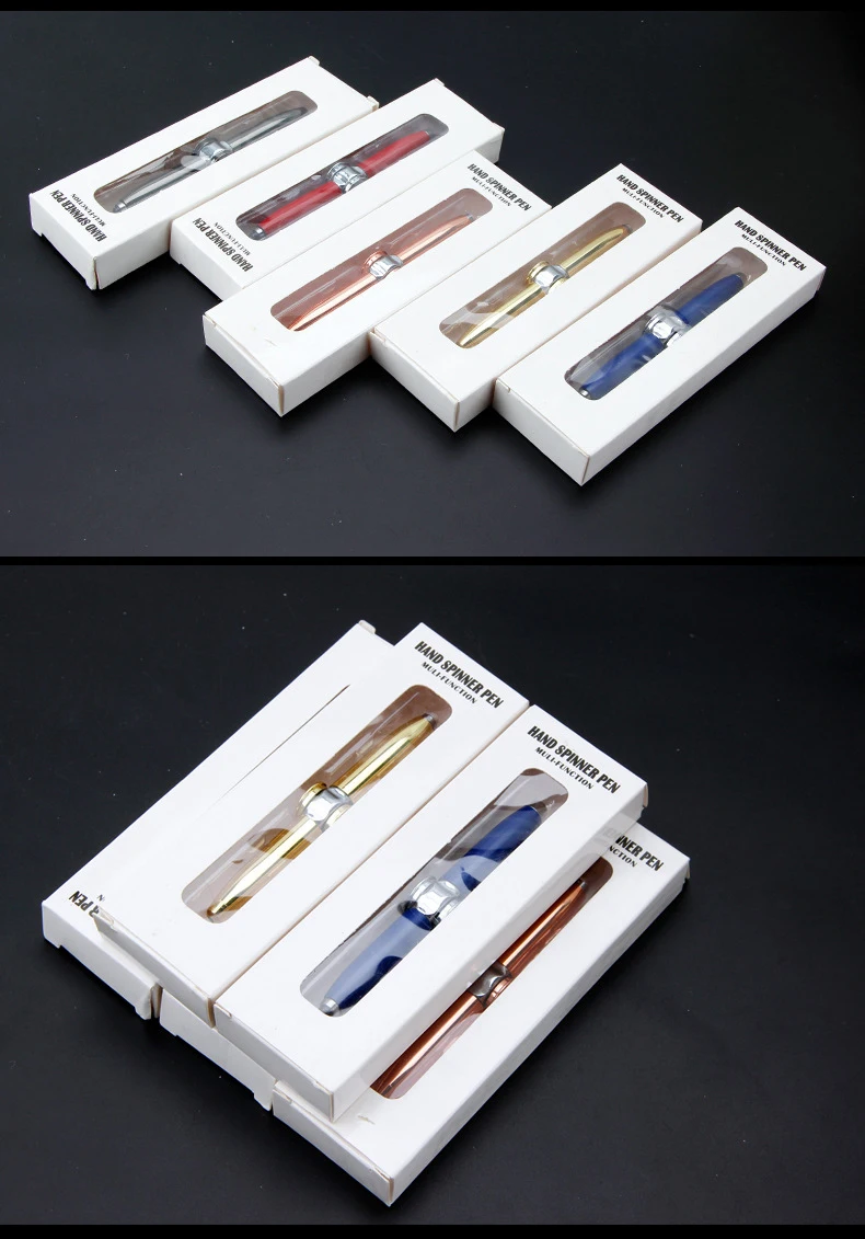 Fidget Spinner Pen with LED Light to Help ADHD Stress Reducer Thinking Ballpoint Pen Anti Stress Anxiety Infinity with Gift Box