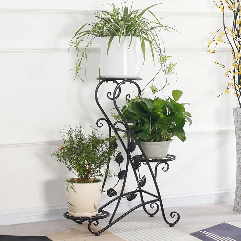 
European-style Balcony Stand For Flower Pots Outdoor Home Decor Iron Metal Plant Stand 