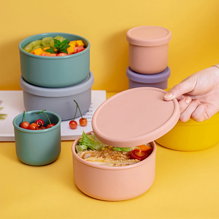 Профессиональное производство, Мини Круглая Коробка для свежести, пищевой силиконовый Ланч-бокс с крышкой