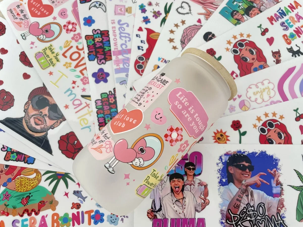 1000+ New Nice Custom Nurse UV DTF Cup Wrap Decal Sticker Uv dtf Cup Wraps Valentines for 16oz Libbey Glass wrap