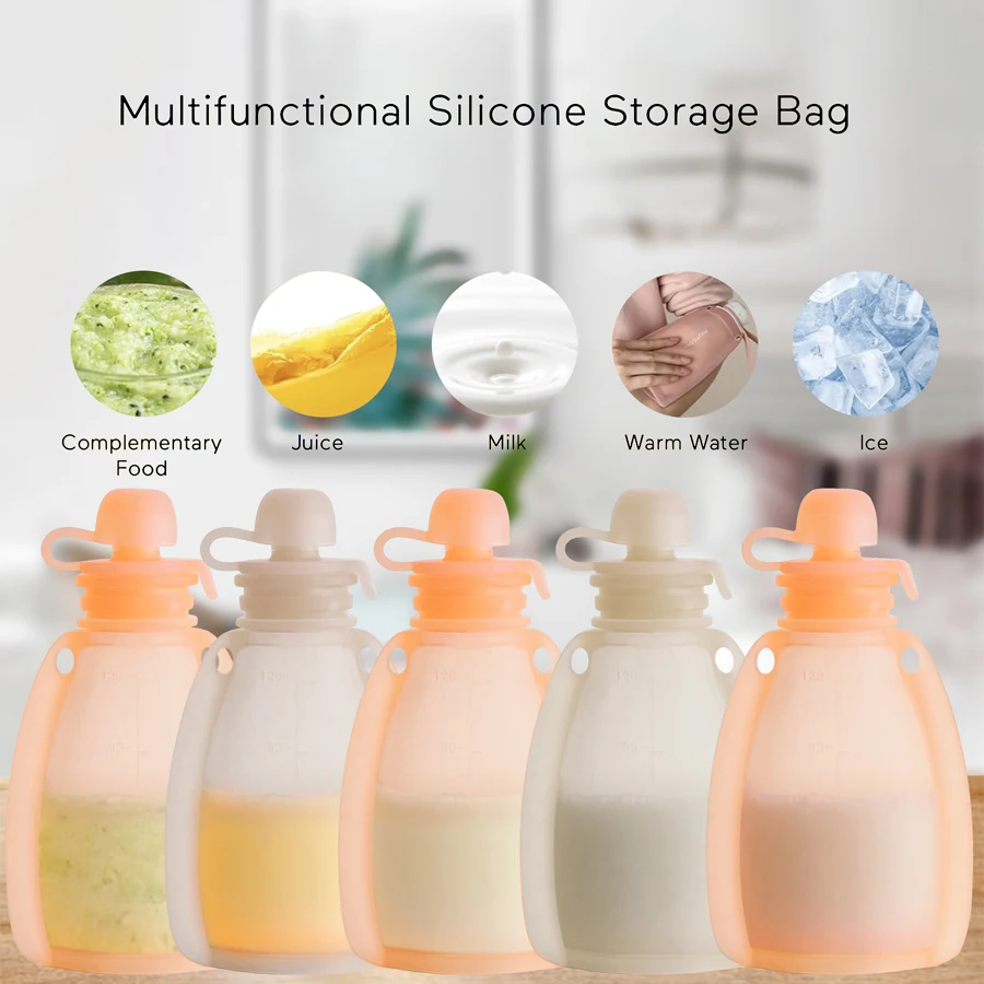 Hotsale Reusable Silicone Pouch Squeeze Refillable Make Breastfeeding Easily New Design Bpa Free Breastmilk Storage Bag