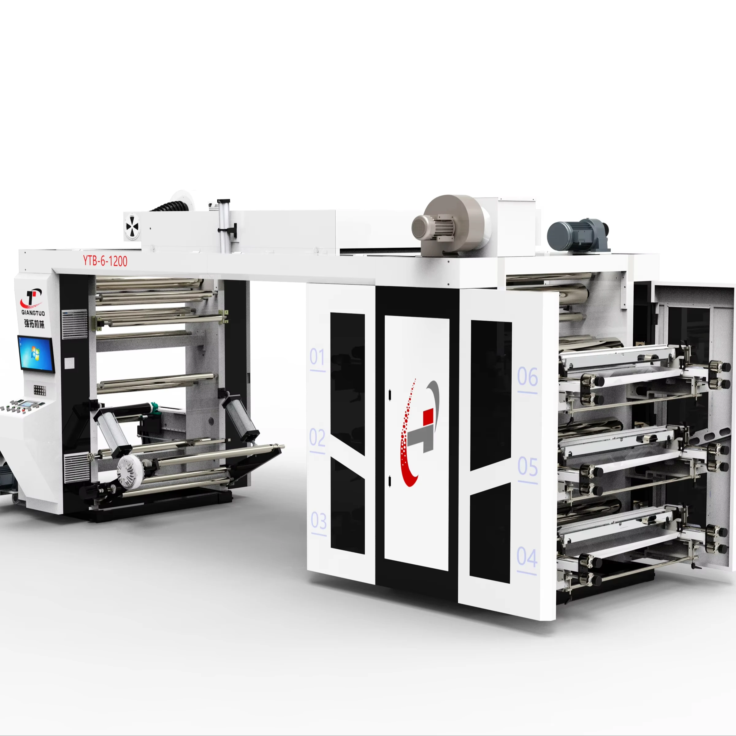 High Speed Stack Type Adhesive Tape Paper Plastic PE BOPP Bag Roll Film 6 Color Flexographic Printing Machine