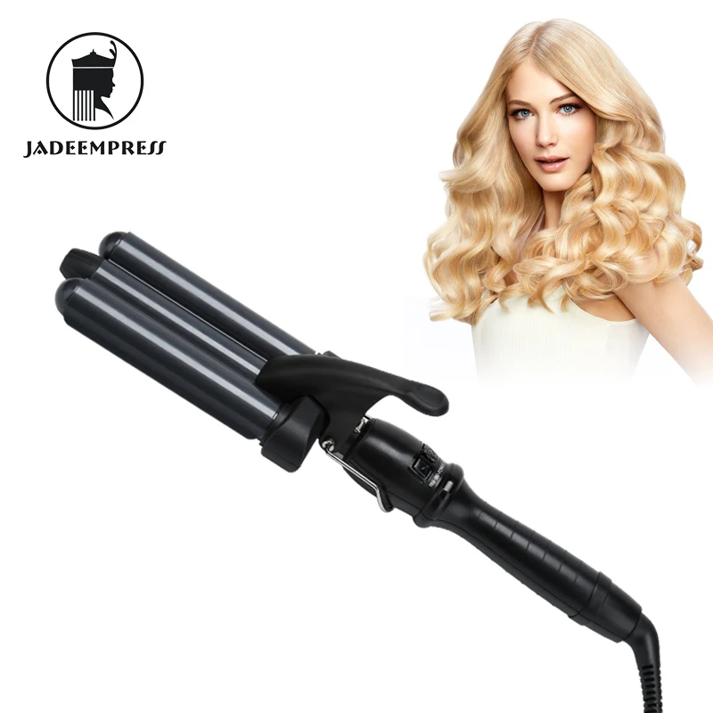 Case Triple Tong Waver Machine 2021 Spin Set Of 3 Curling Sizes Digital Display Vivido Slim Hair Curler Curl Iron 7Mm