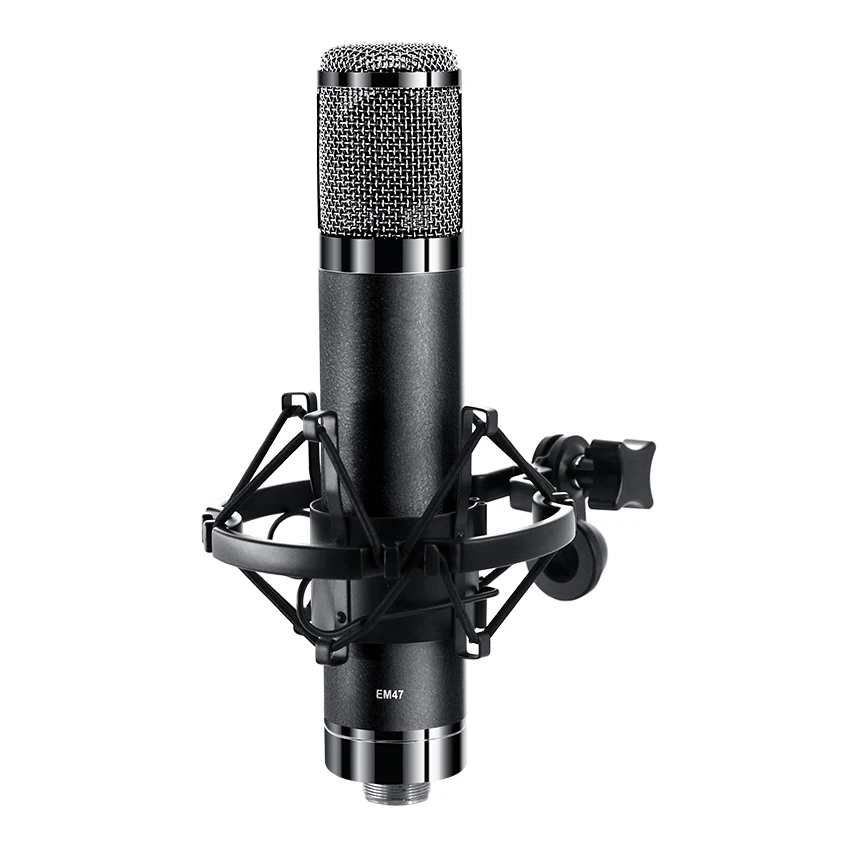 EM47 Large-Diaphragm Tube Condenser Microphone 34mm, 34mm golden capsule, XLR-7 wired 20Hz-20kHz, warm sound-black