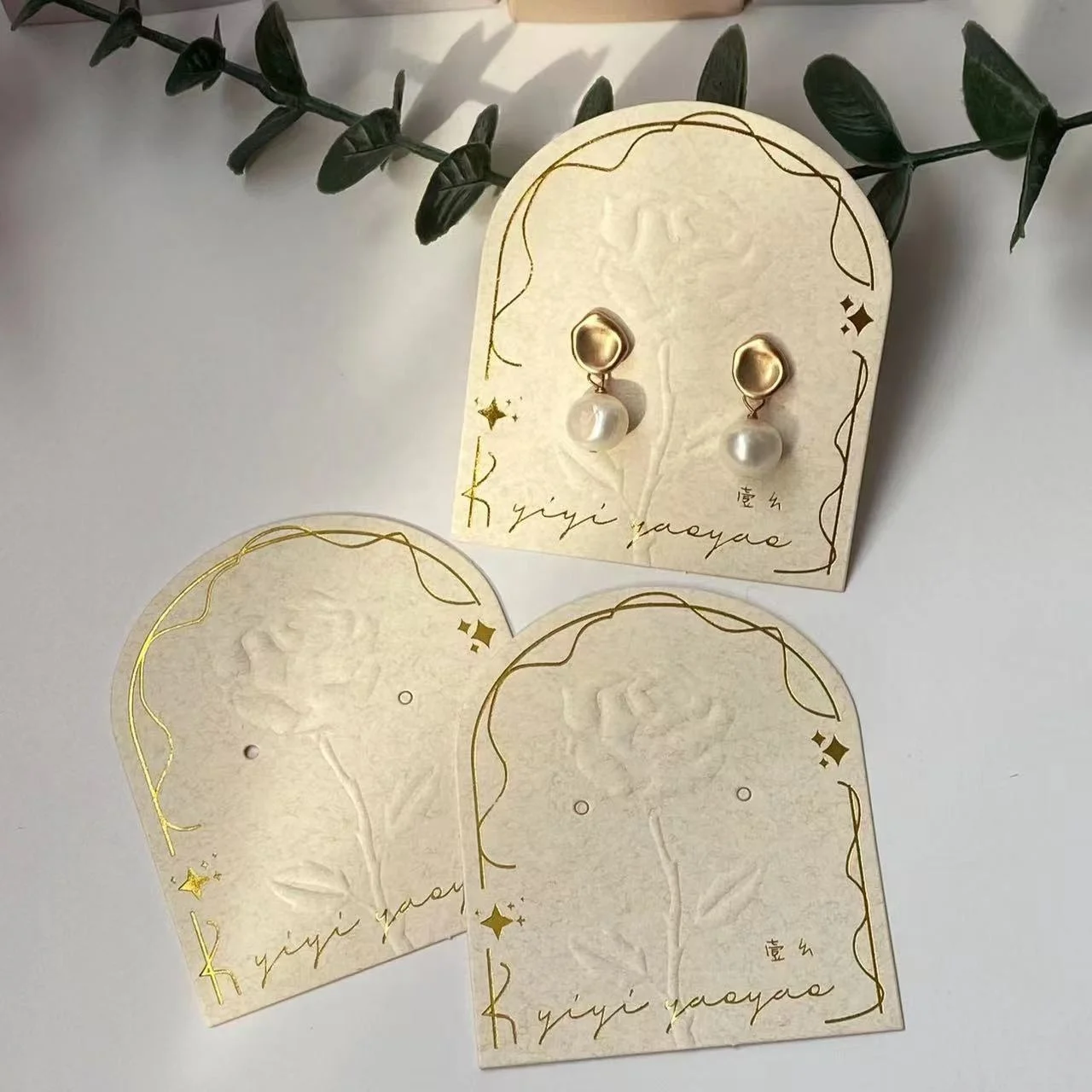 Custom Printed Earring Display Cards Necklace Cards Paper Cardboard Die Cut Hanging Earring Cards With Logo