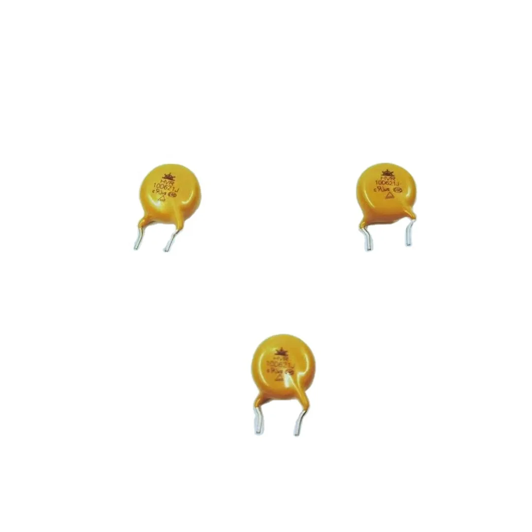 China ODM passive electronics components , yellow MOV 10mm  HVR10D621K zinc Oxide  Varistor
