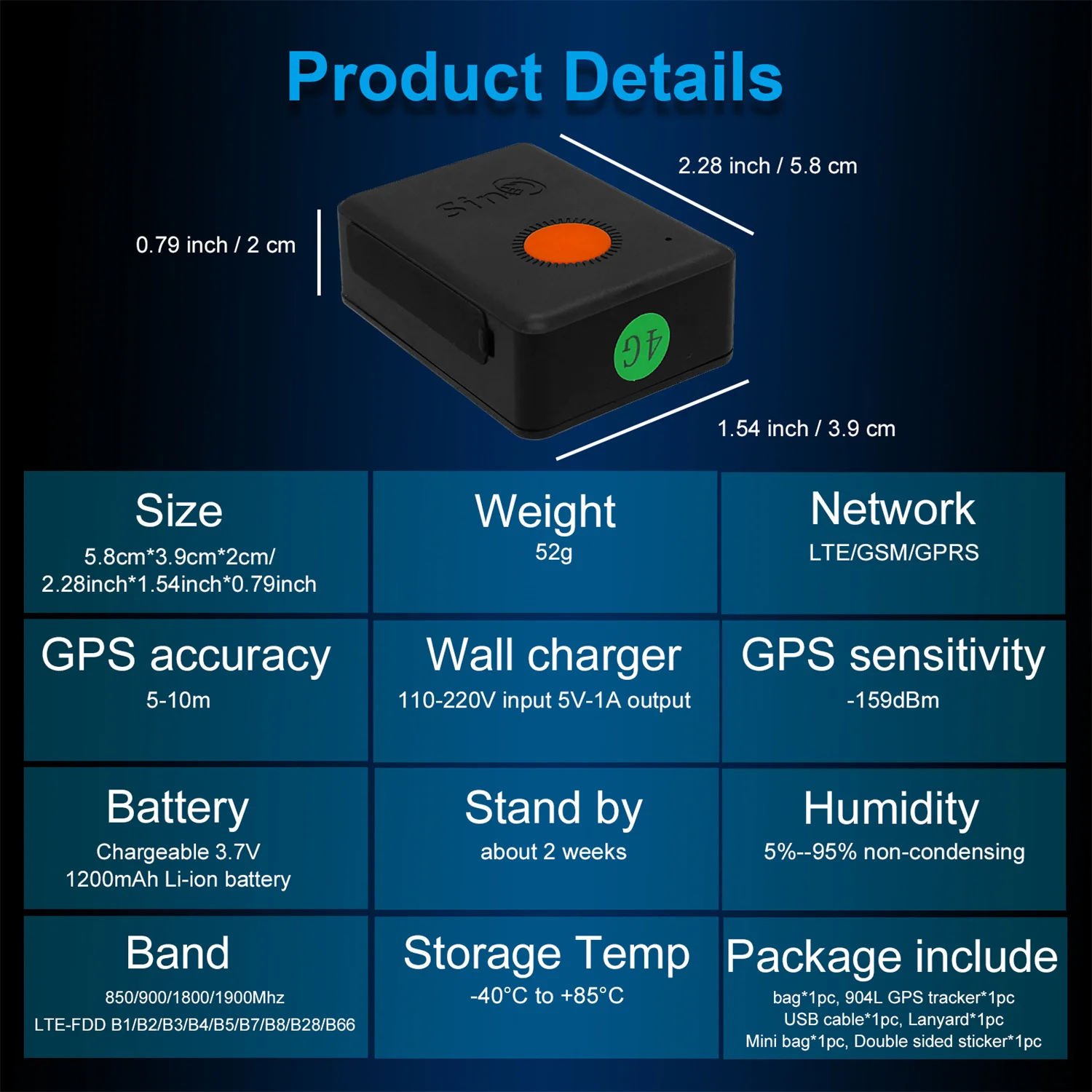 Водонепроницаемый беспроводной голосовой монитор SOS сигнализация 904L Pet Mini Sino Track Gps трекер для детей 4G LTE