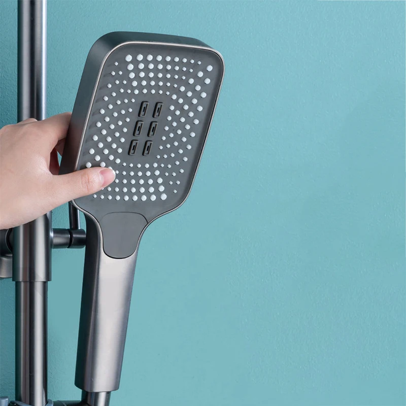 2022 Popular Grey-gun Bathroom Hotel Luxury Mixer Rainfall Shower Brass Mixer Rainfall Shower System Set Wall Mounted Showers