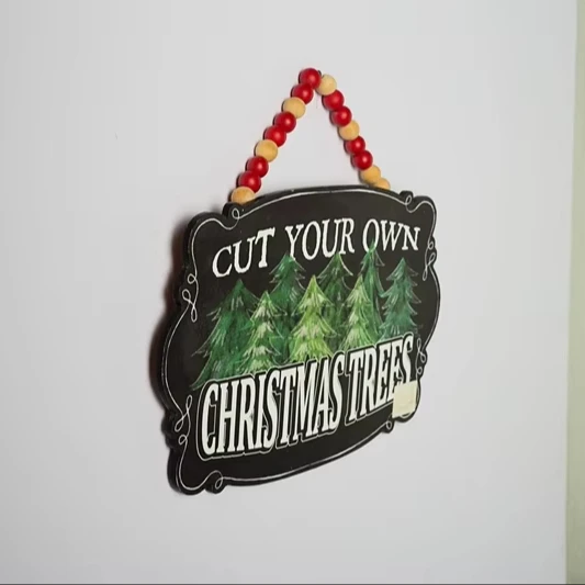 Paster Christmas Wall Hanging Custom Wall Decoration Density Board Wooden Plate Sign Plaque