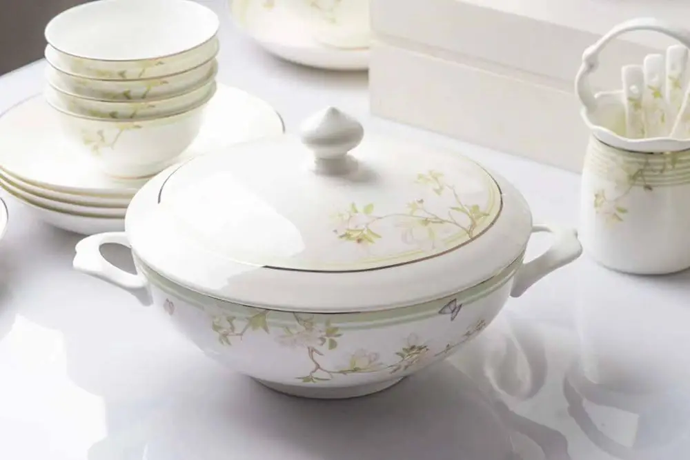 New design high quality unique style Ceramic bone china decal 50PCS Dinnerware+Sets for 4 people-wang9